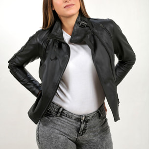 Giubbino in vera pelle di vitello Nero-Slim Fit