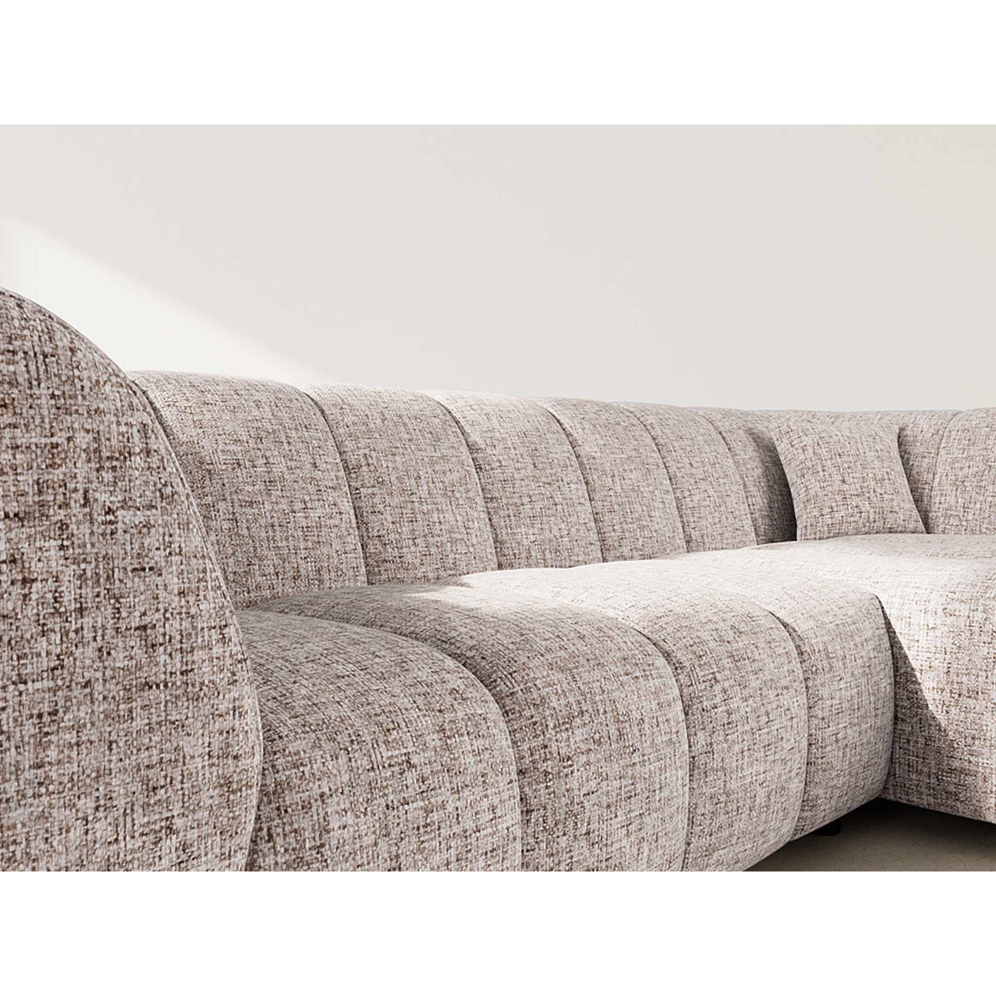 Curtis - canapé d'angle droit 4 places avec accoudoir en tissu texturé - Taupe