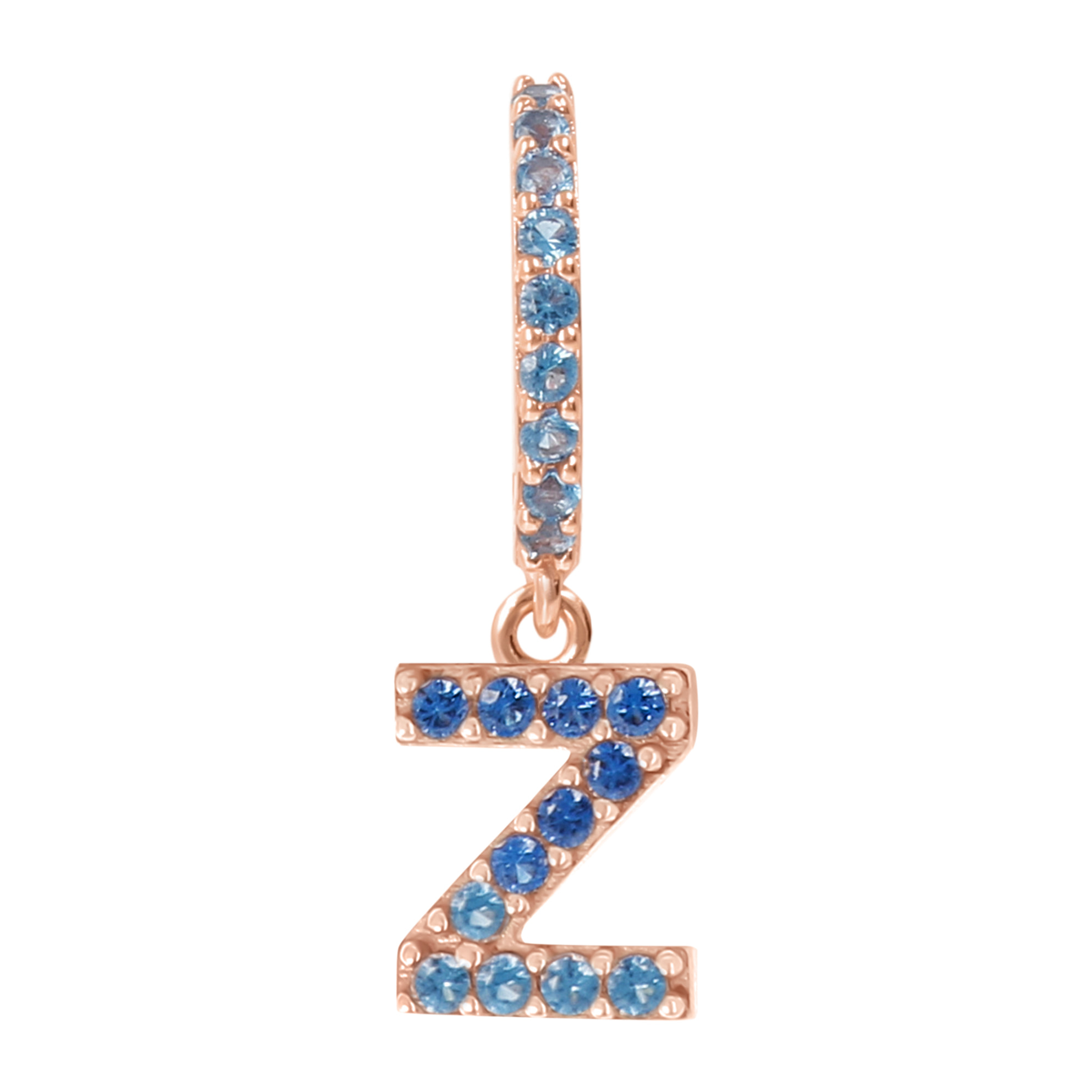 Orecchino Pendente con Lettera Z in Pavé di Cubic Zirconia Blu
