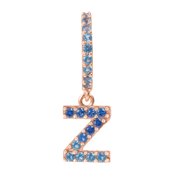Orecchino Pendente con Lettera Z in Pavé di Cubic Zirconia Blu