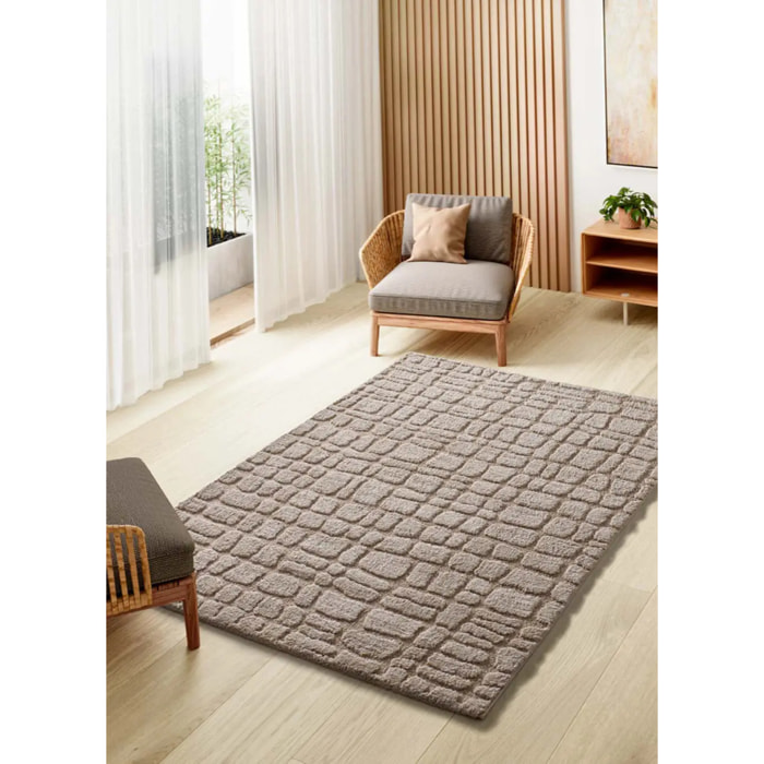 JUNO Alfombra geométrica con relieve piedra, varias medidas disponibles.