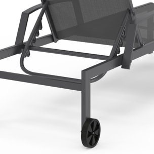 Transats inclinables Bornéo 5 positions avec tablette - lot de 2