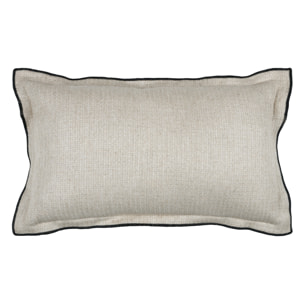Coussin  poly-lin volant plat feston noir - Naturel