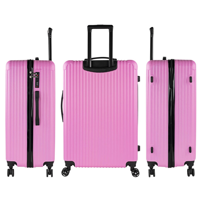 Juego De Maletas Rígidas Abs Itaca Ness Fucsia