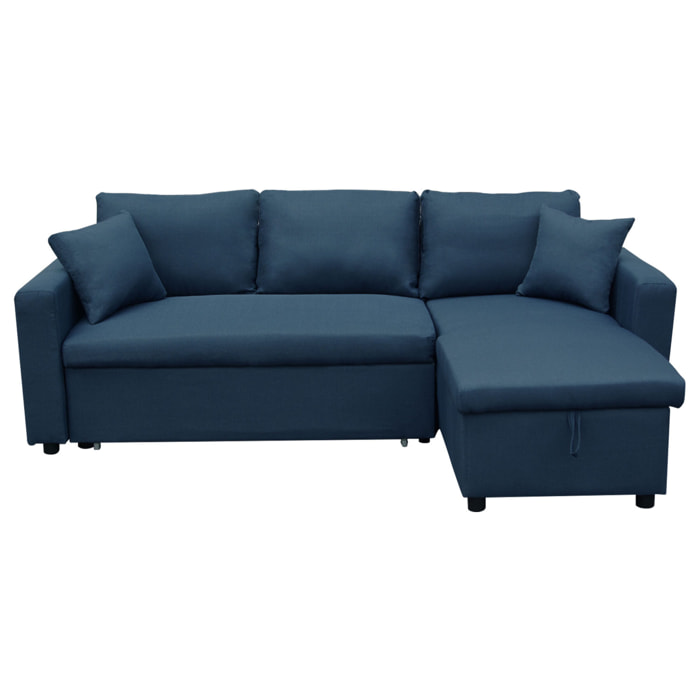 Canapé d'angle convertible CLARK 3 places bleu