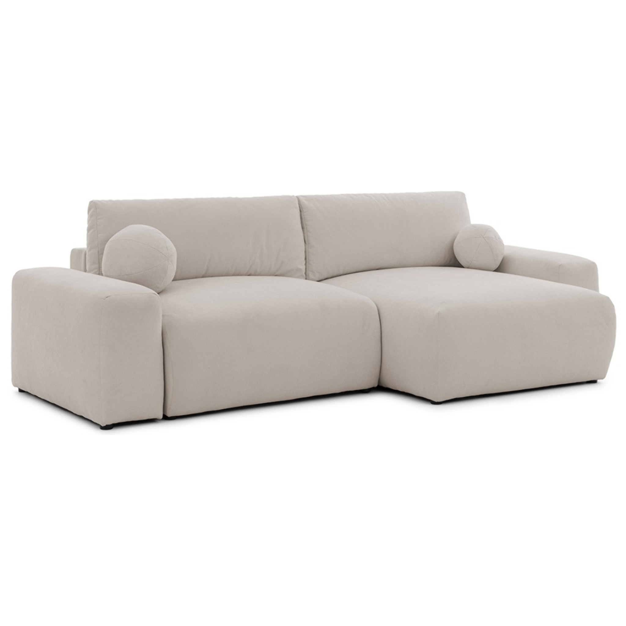 Constance - Canapé d'angle réversible 4 places convertible avec coffre en tissu - Beige