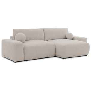 Constance - Canapé d'angle réversible 4 places convertible avec coffre en tissu - Beige