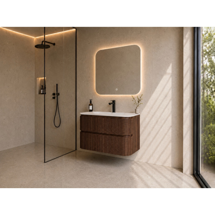 MOBILE DA BAGNO ARGO 80CM NOCE PURO - 3 PEZZI