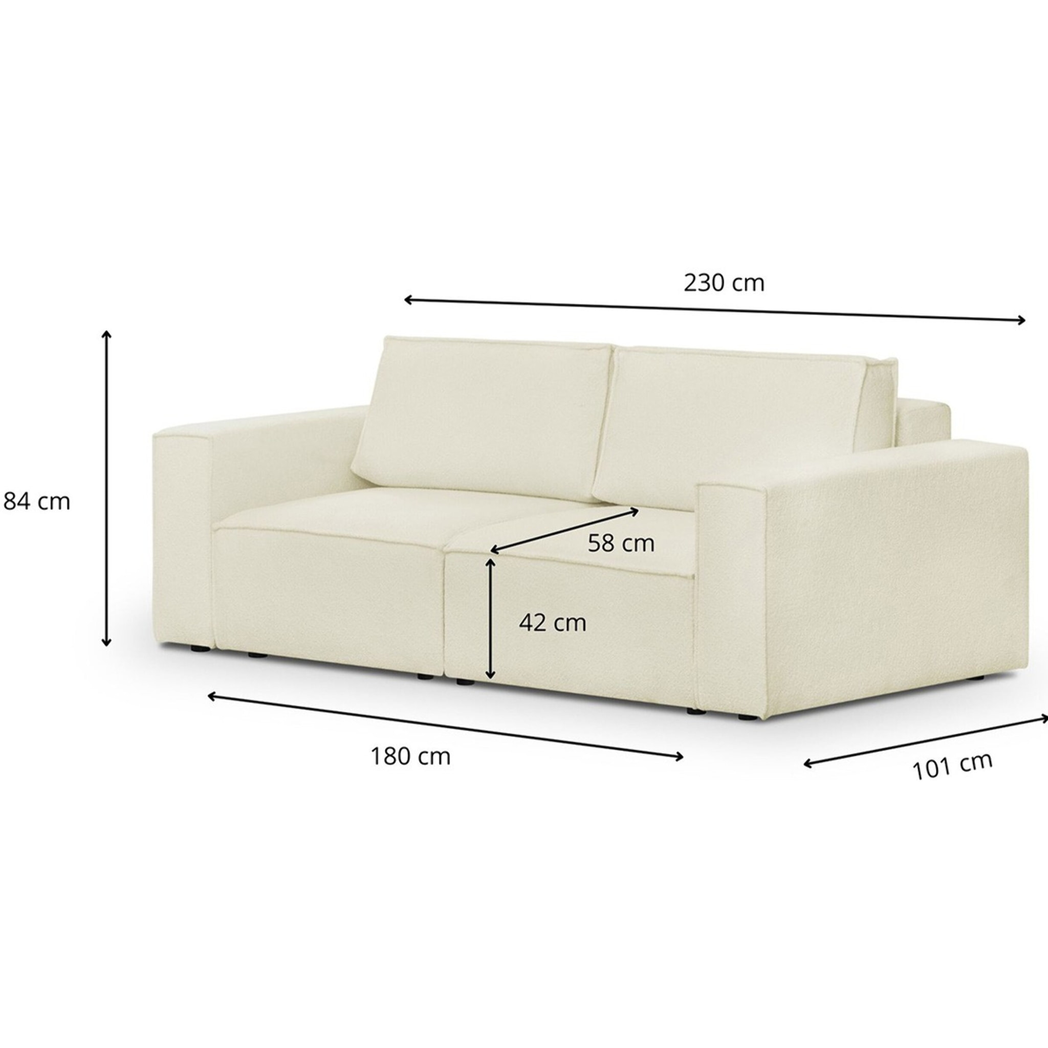 Canapé modulable 3 places en tissu bouclé - Harper Mod