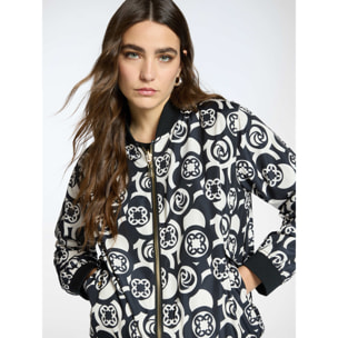 Elena Mirò - Bomber dalla stampa Monogram - Nero