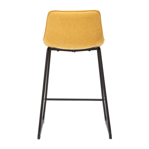 Tabourets de bar en tissu effet velours texturé jaune moutarde et métal H65 cm (lot de 2) BOOST