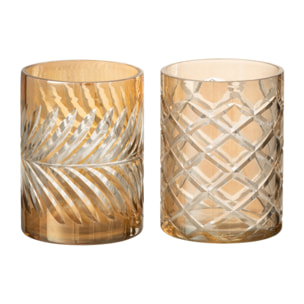 J-Line photophore Oriental - verre - or - medium - 2 pcs