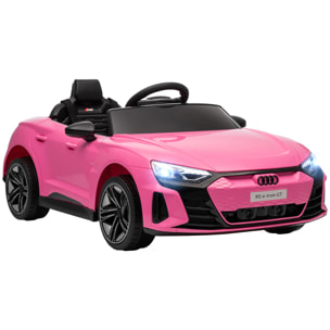 Coche Eléctrico para Niños de +3 Años AUDI RS e-tron GT Coche de Batería 12V con Mando a Distancia Faros LED Bocina Música USB y Apertura de Puerta 3-5 km/h Rosa