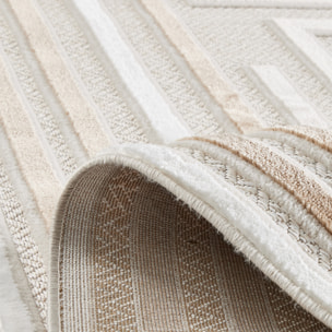 Tapis Loopin 334 beige - Motif en relief - Indoor & Outdoor