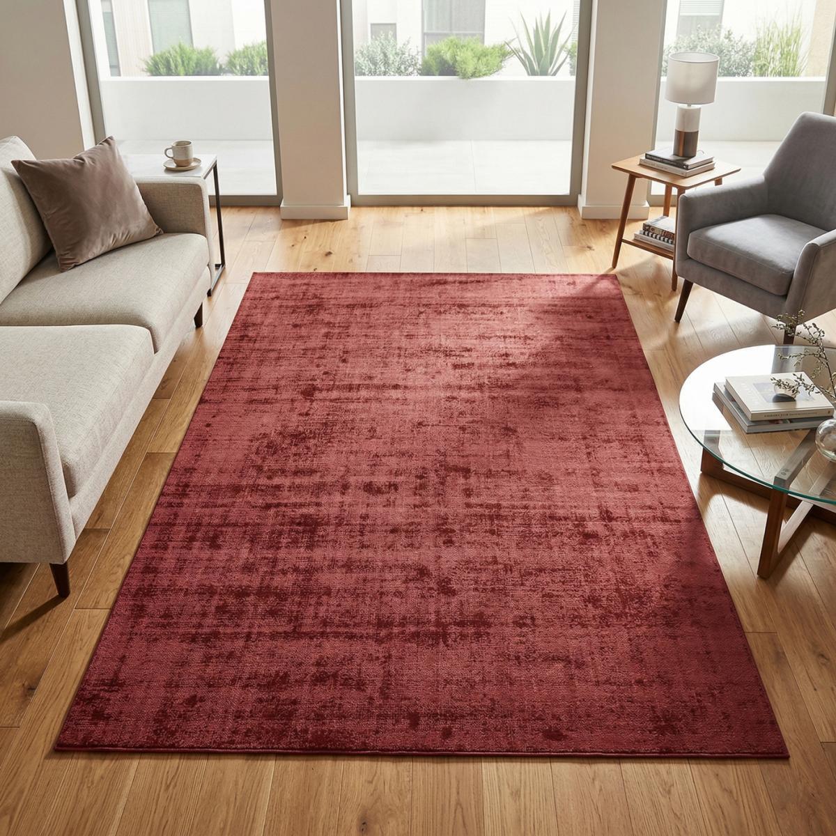 Tapis artisanal Dudu motif uni et doux au toucher, tapis  tufté main