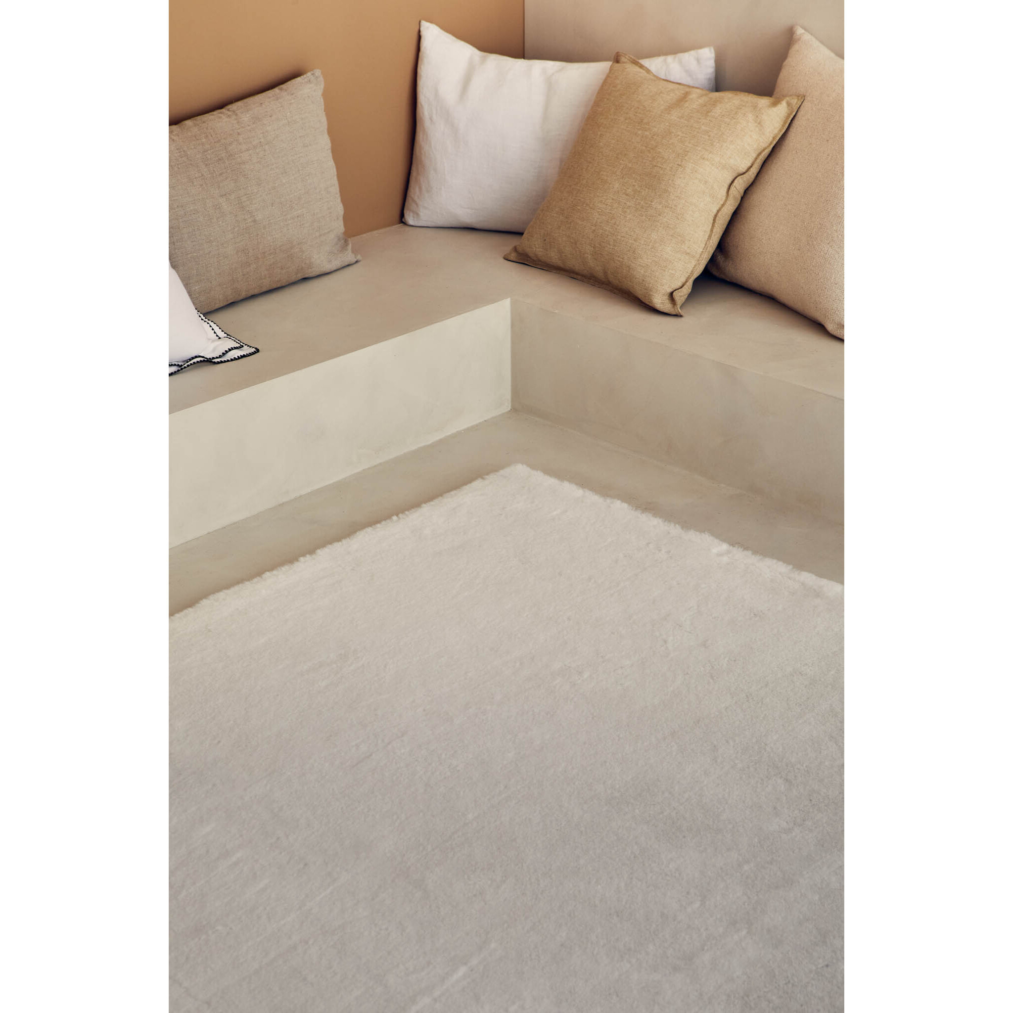 AVA - Tapis doux à poils longs lavable en machine - Blanc