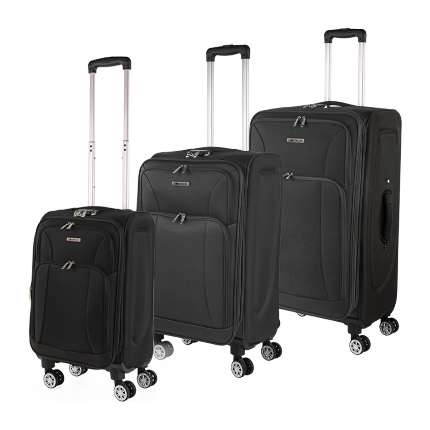 Juego De Maletas Semi-Rígidas Eva Itaca Bergamo Negro