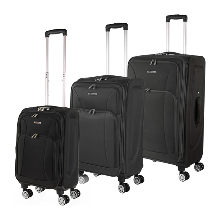 Juego De Maletas Semi-Rígidas Eva Itaca Bergamo Negro