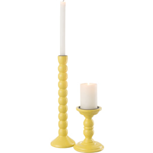 J-Line chandelier - bois de manguier - jaune