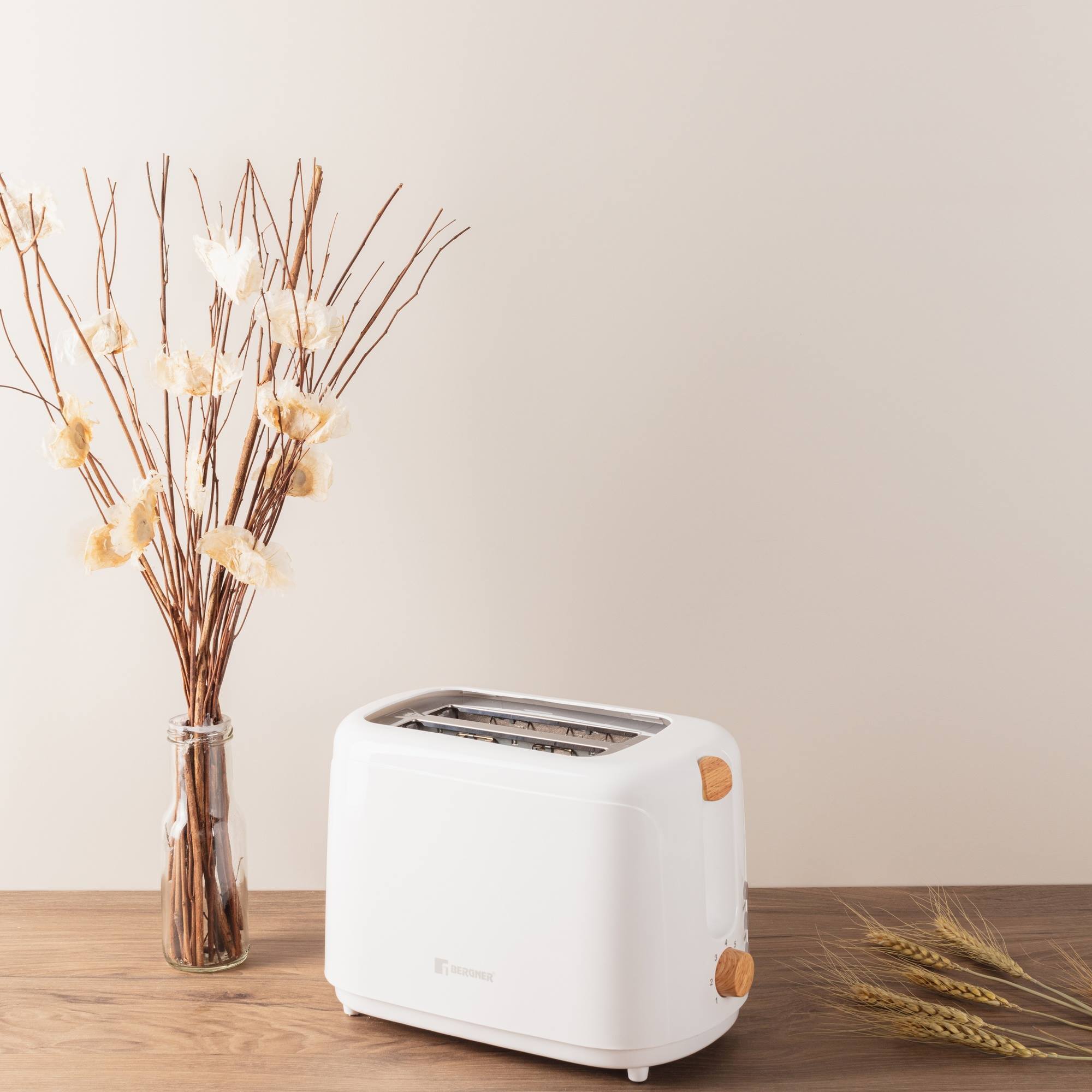 Bergner NATURALLY Tostadora de 2 rebanadas 700W y 7 velocidades