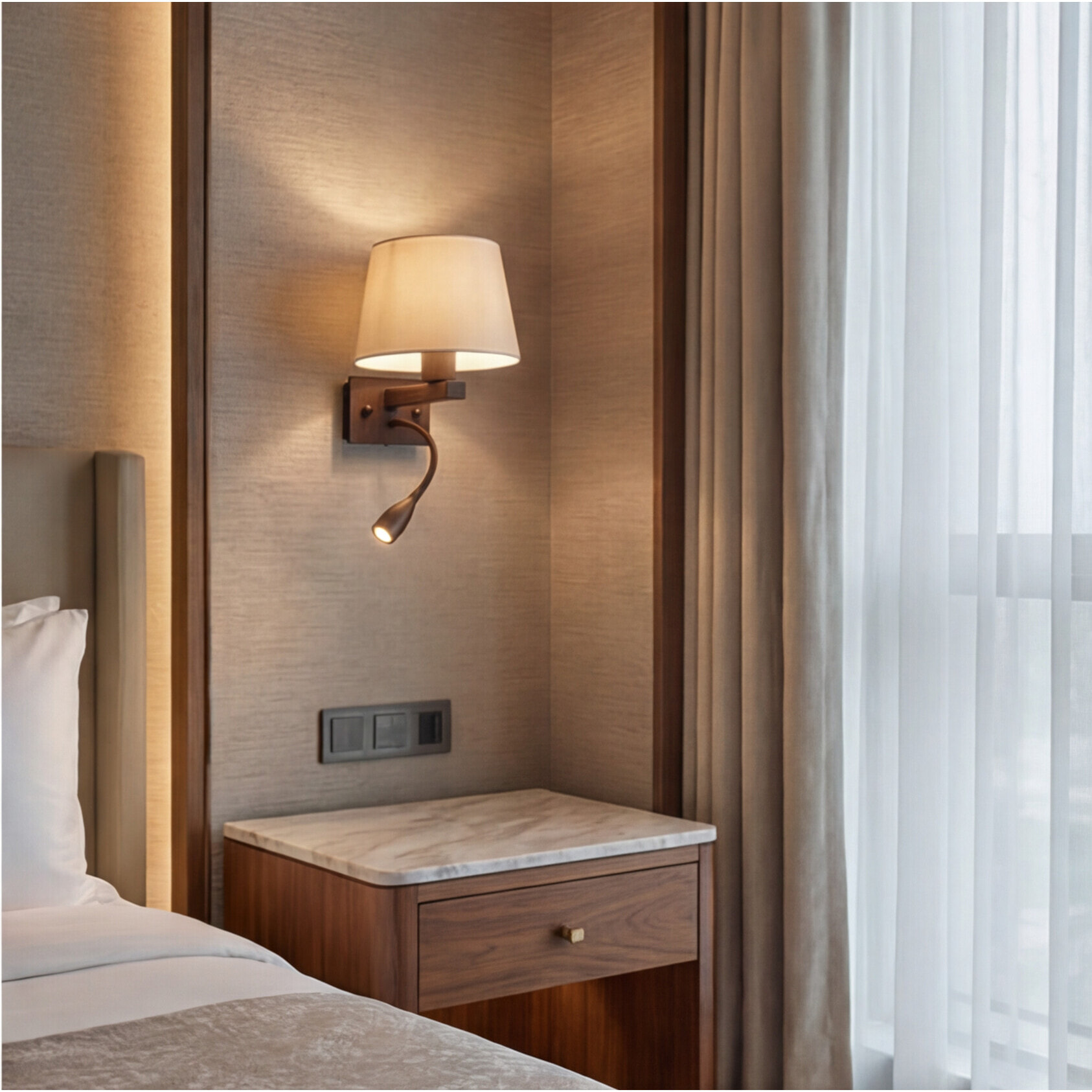 LEDS C4 APLIQUE TORINO E27 60 MARRÓN.. PANTALLA NO INCLUIDA.