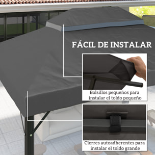Techo de Repuesto para Cenador, 4x3 m, Cubierta de Repuesto con Techo Doble, Orificios de Drenaje y Protección UPF30+, SOLO Toldo de Recambio para Pabellón Gazebo, Gris Oscuro