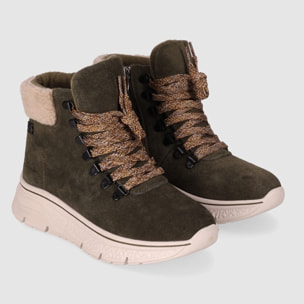 Botines de Serraje - Kaki - Tacón: Bajo