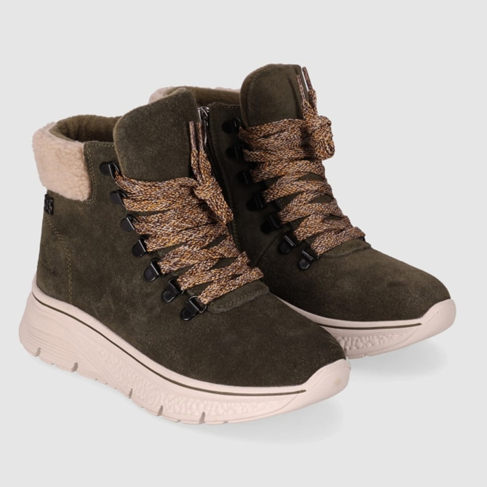 Botines de Serraje - Kaki - Tacón: Bajo