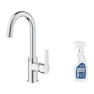 Mitigeur lavabo GROHE Quickfix Start 2021 avec tirette et vidage taille L + nettoyant GrohClean
