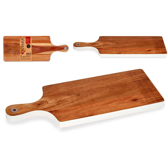 TABLA CORTAR MADERA BORDE BLANCO 45CM