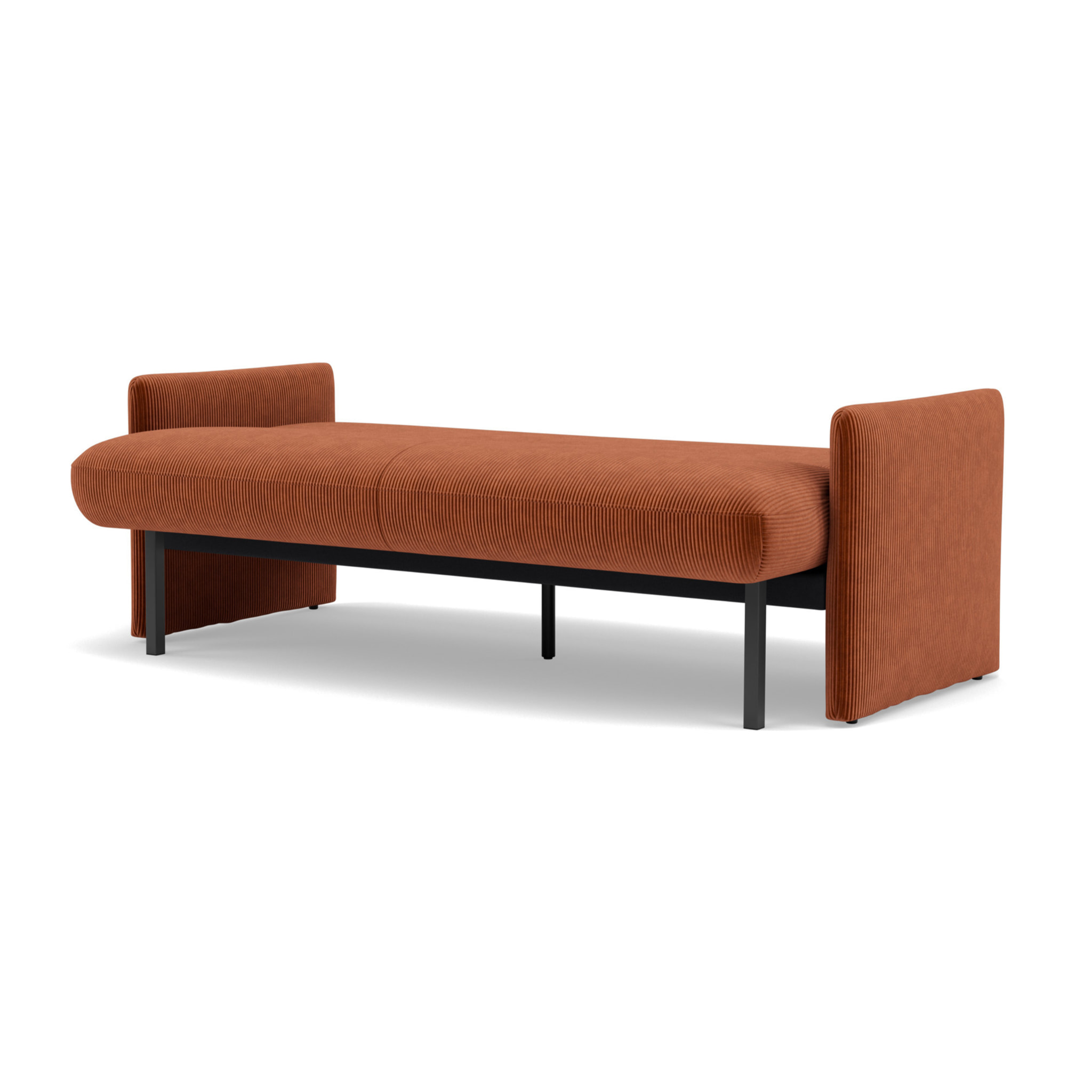 Mathis - Canapé convertible clic-clac 3 places en velours côtelé - Terracotta