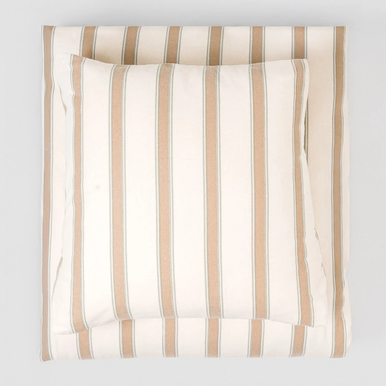 Copripiumino in flanella raya sitges verde secco – taupe