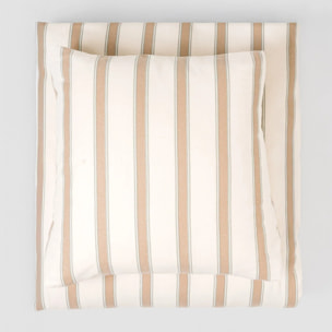 Copripiumino in flanella raya sitges verde secco – taupe
