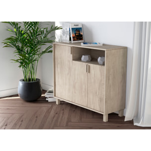 Zapatero Dyrnes melamina roble claro 88x100x37 cm