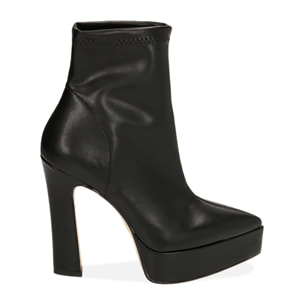 Botines negros con plataforma, tacón de 12,5 cm