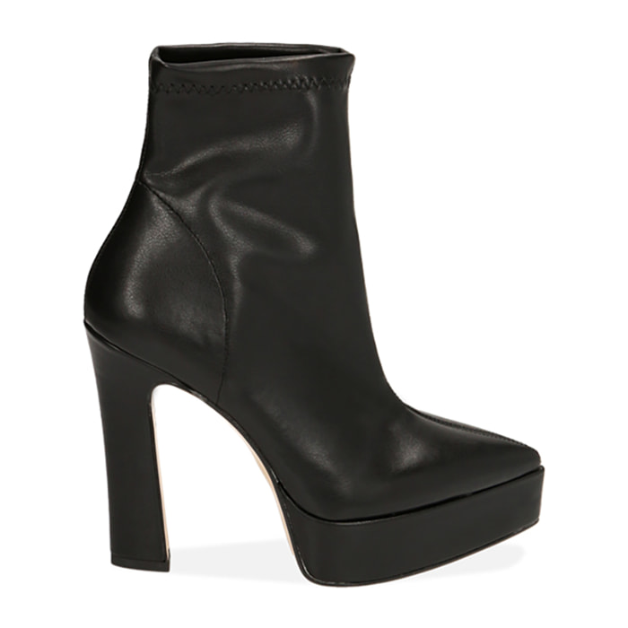 Botines negros con plataforma, tacón de 12,5 cm