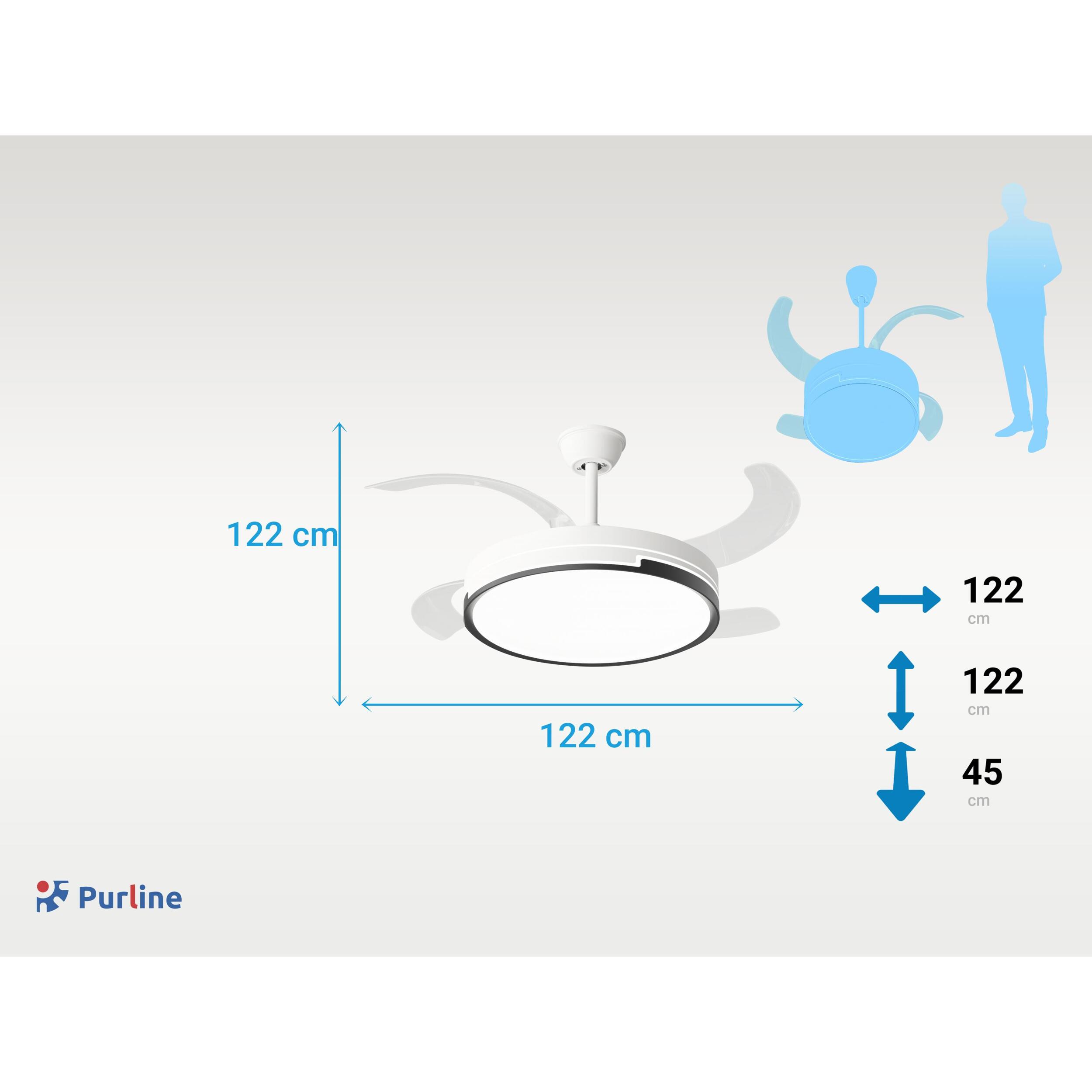 Ventilateur de plafond rétractable avec lumière LED et minuterie