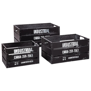 Set de 3 cagettes "Indus" métal métal noir