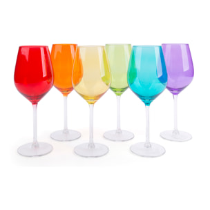 Set 6 verres à pied Excelsa Color Wine, verre soufflé et pulvérisé, 50 cl, multicolore