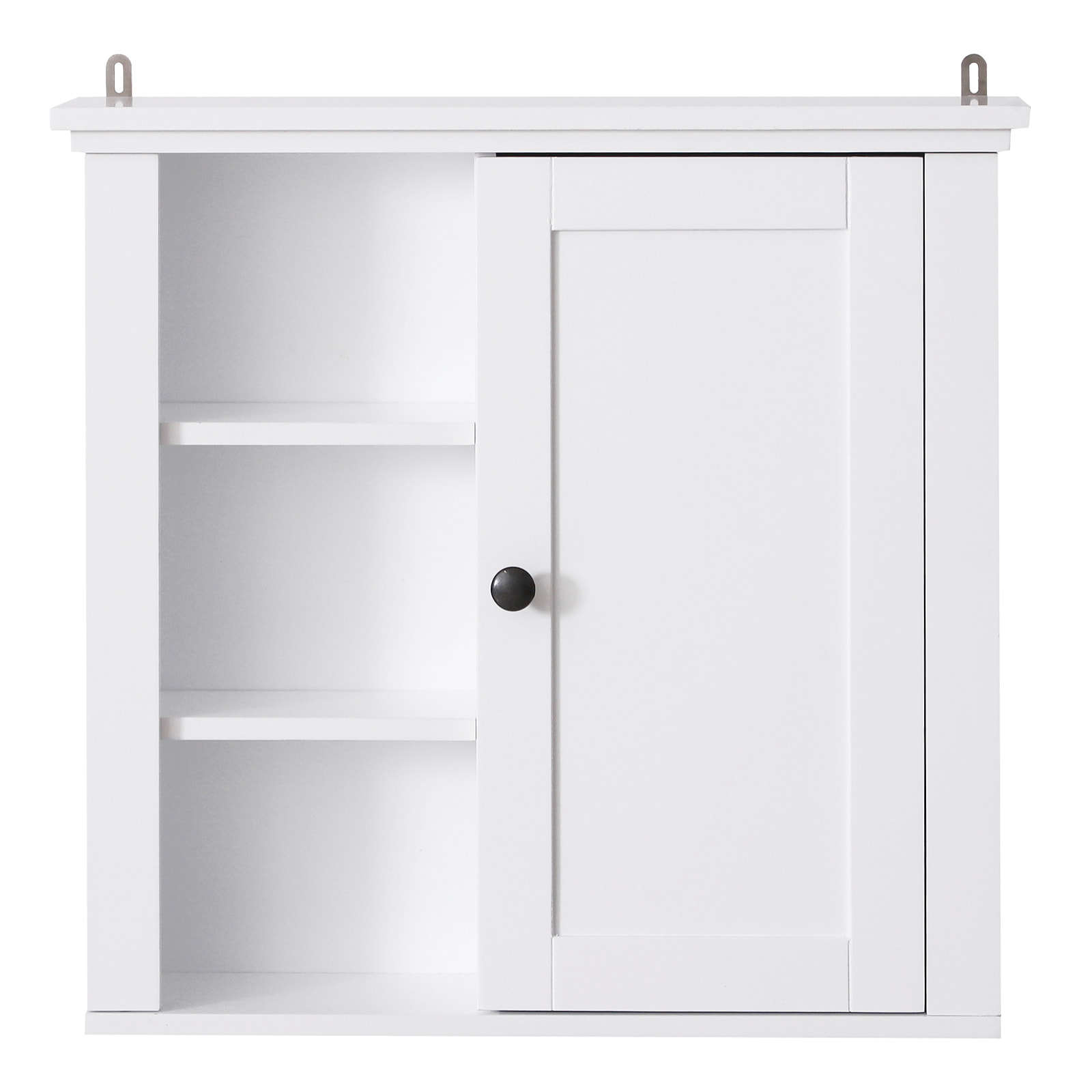 Armoire haute murale de salle de bain ou WC placard 1 porte 3 niches dim. 53L x 14,5l x 50,5H cm MDF panneaux particules blanc