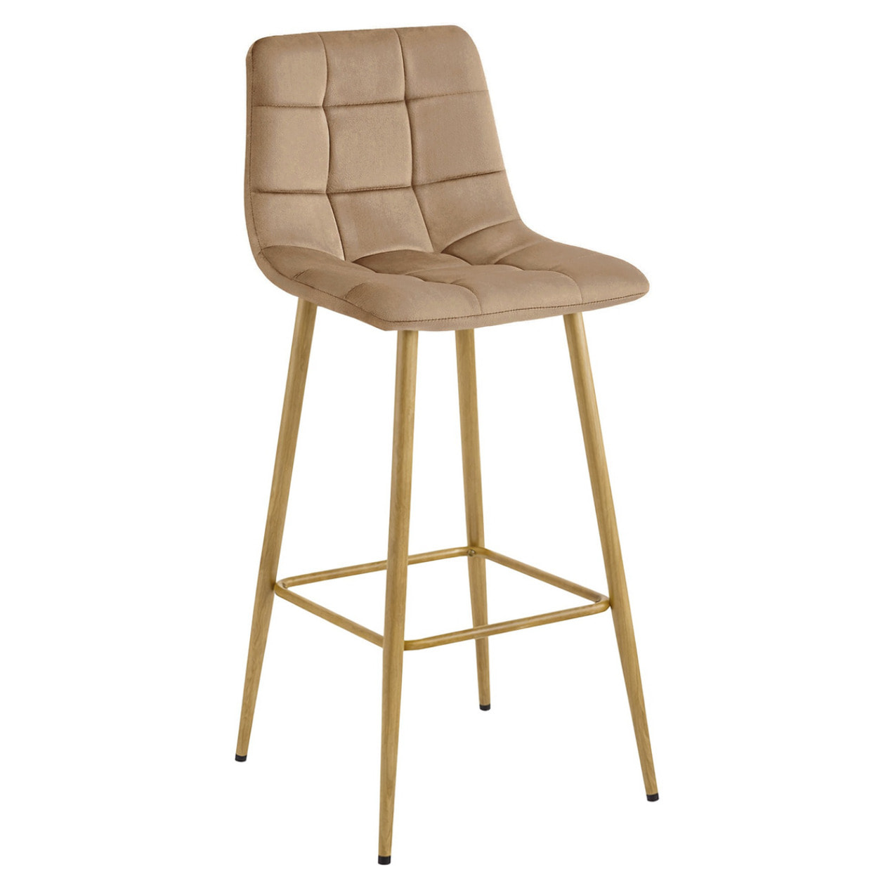 Sgabello Arceto in velluto marrone con gambe in legno