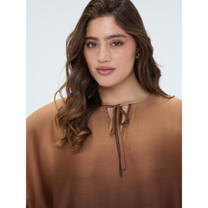 Fiorella Rubino - Blusa in raso effetto dégradé - Marrone