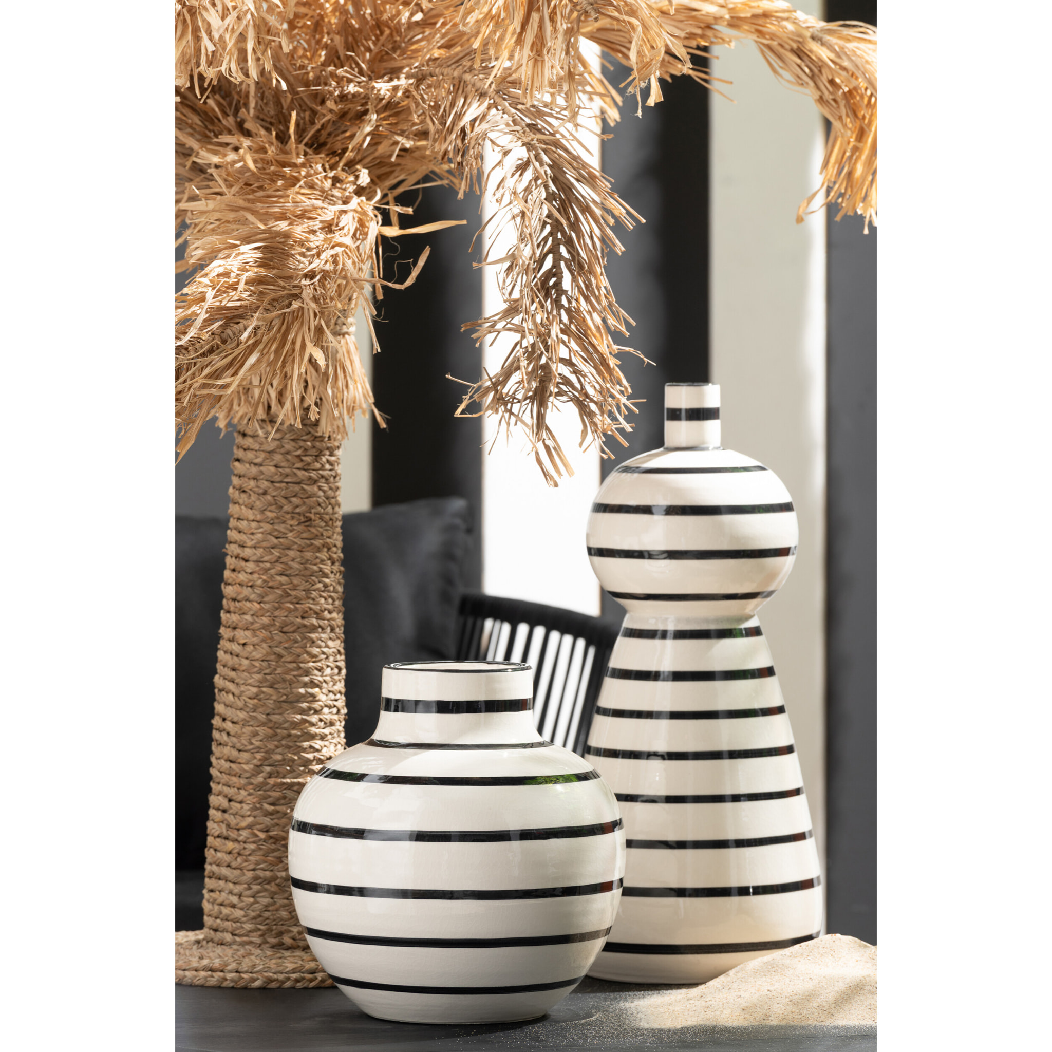 J-Line Vase - céramique - noir/blanc
