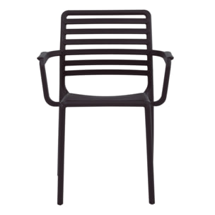 Set da 4 sedie da giardino nere in polipropilene con braccioli – Tago
