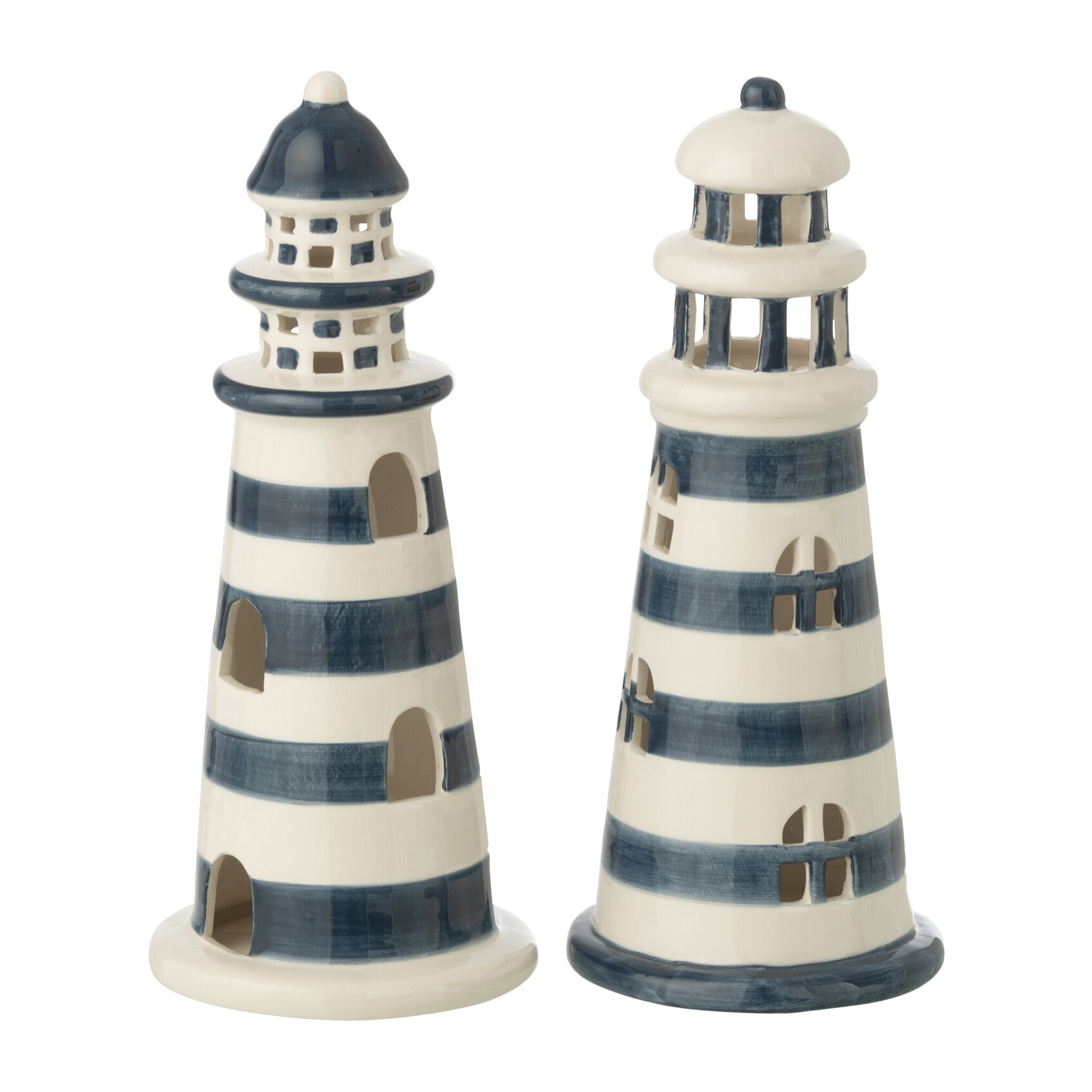 J-Line Phare Ligné - porcelaine - blanc/bleu - large - 2 pièces - Lampes LED