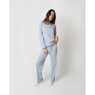 Pijama largo algodón frunce zuberi índigo