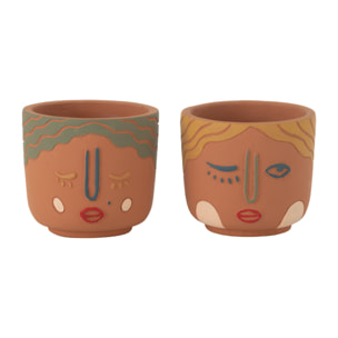 J-Line cache-pot Double Visages - ciment - mix - small - 2 pièces - Ø 11 cm