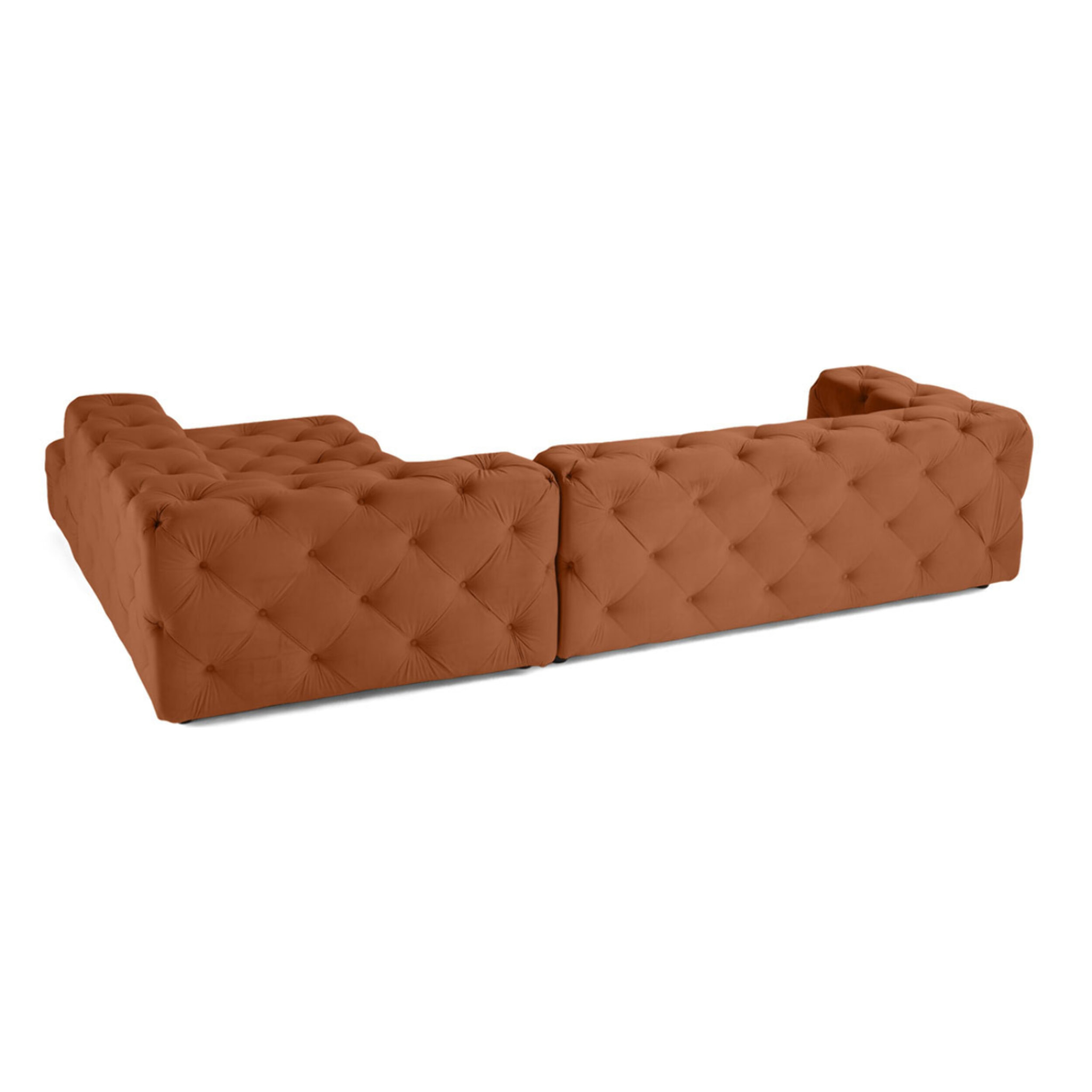 Gallata - canapé Chesterfield d'angle droit - 5 places - en velours - Rouille