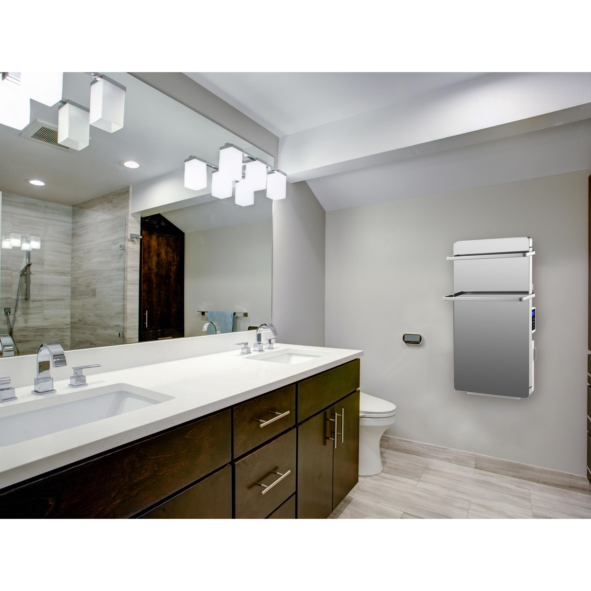 Toallero Calefactor Eléctrico 2000W cristal templado acabado en espejo y display LED ZAFIR V2000T LUX PURLINE