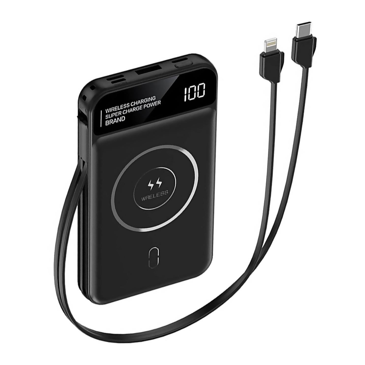 Powerbank da 10.000 mAh con ricarica wireless da 5 W, uscita di ricarica super rapida PD22,5 W, ricarica rapida. Schermata dell'indicatore di carica.